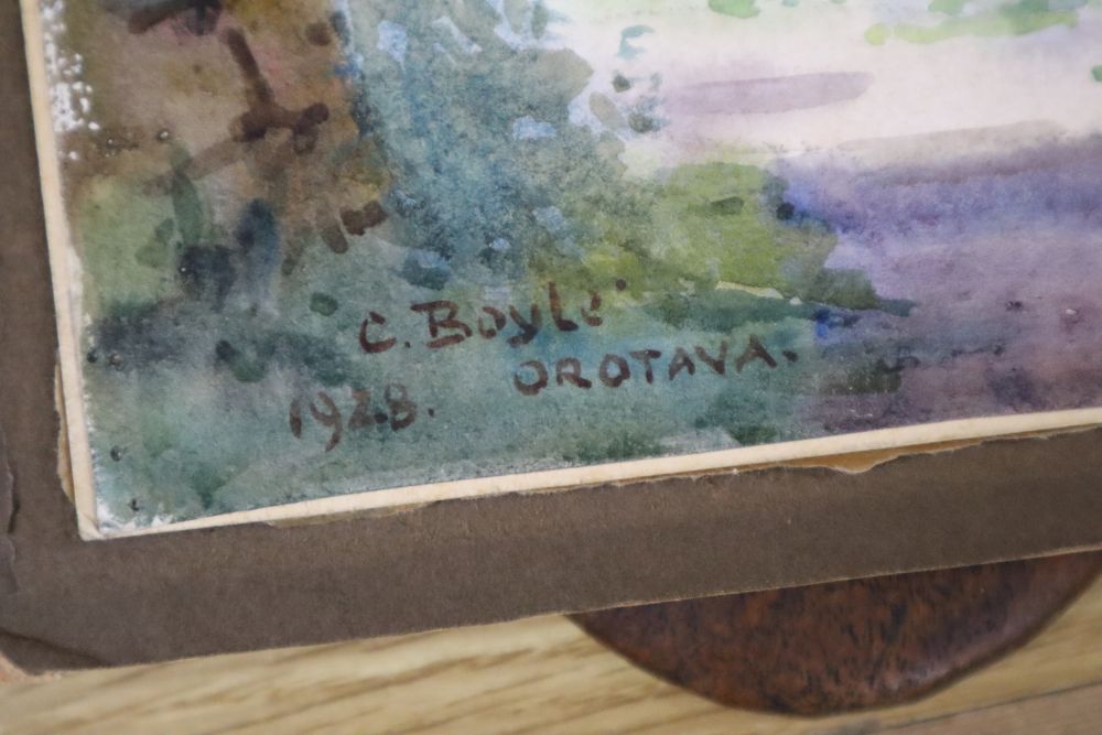 R. A. Stone (20th century), Rock Garden and Lost, signed, watercolour and four other small unframed watercolour drawings,